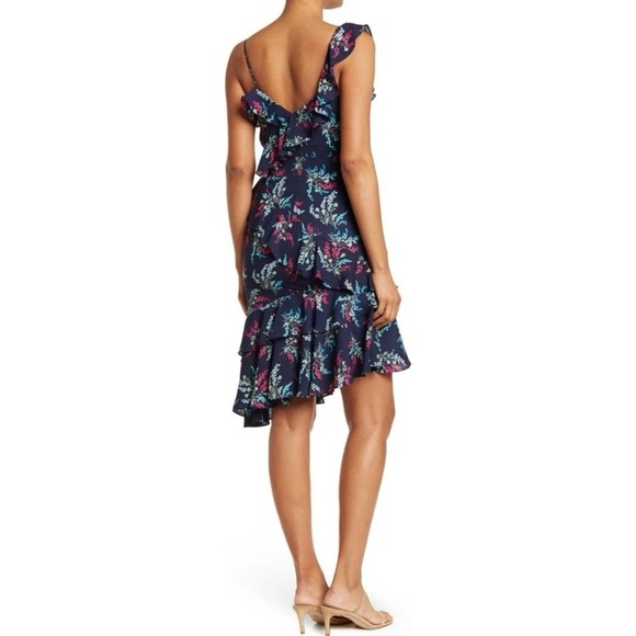 NWT Likely Ophelia Zoe Floral Ruffled Dress Navy Size 8 Wedding Guest Summer - Picture 2 of 12